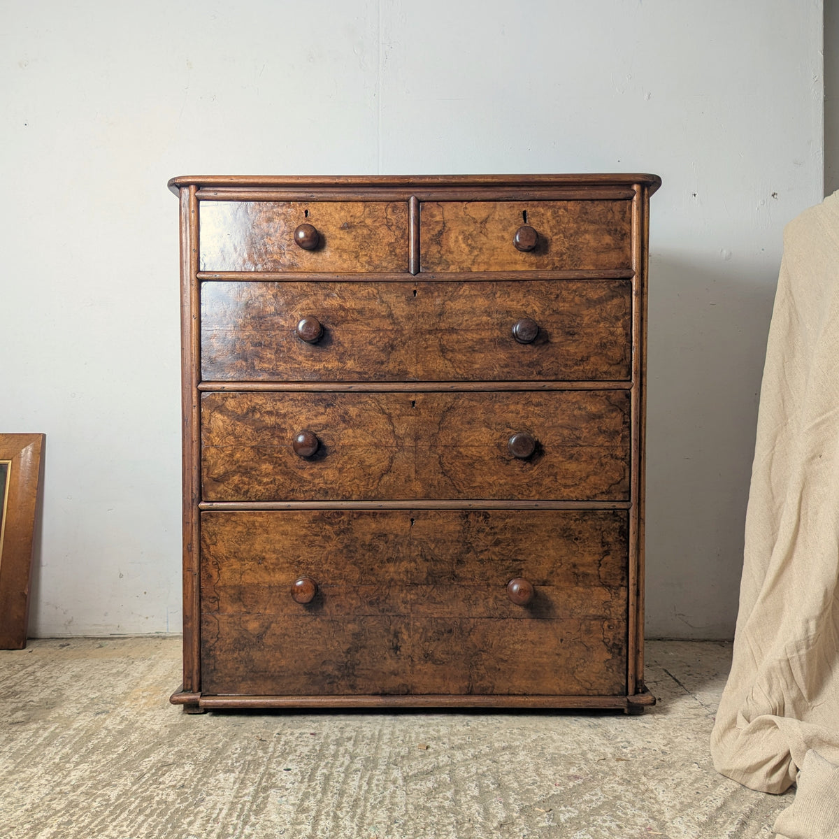 Victorian Burr Walnut Fronted Chest of Drawers